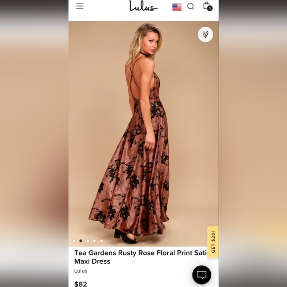 Lulu's Tea Gardens Rusty Rose Floral Print Satin Maxi Dress - Picture 4 of 5